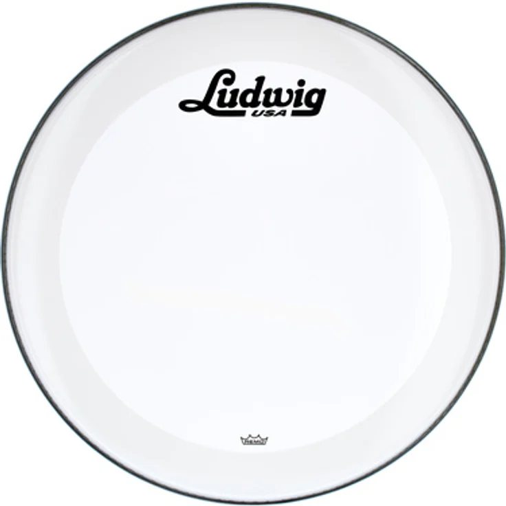 Ludwig 22" Bass Drum Head, Vintage Script Logo, Resonanzfell Powerstroke 3, Smooth White
