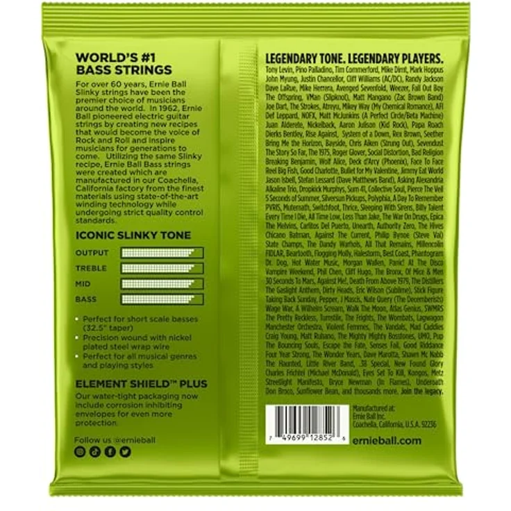 Ernie Ball 2852 Regular Slinky Short, 4-Saiter E-Bass Saiten Set für Shortscale, Nickel Wound, Stärke: .045 - .065 - .085 - .105 – Bild 2