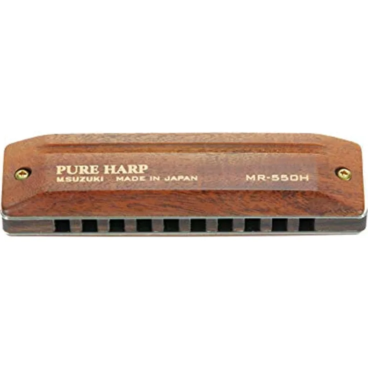 Suzuki Diatonic Harmonica PURE HARP MR-550H, Mundharmonika mit Holzgehäuse aus Hawaiian Koa für warmen Klang
