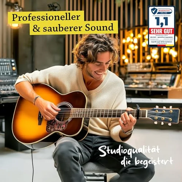 BELFORT® QuickPitch Kapodaster für Gitarre, bruchfestes Metall, einfache Einhandbedienung, inkl. 3 Plektren und gratis eBook, für Westerngitarre, Akustikgitarre, E-Gitarre, Ukulele – Bild 2