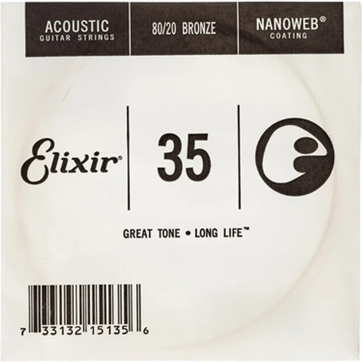 Elixir .035 Western Guitar, Einzelsaite für Westerngitarren, Bronze umwickelt mit Nanoweb Beschichtung – Bild 1