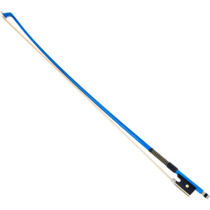 P&H Violinbogen Fiberglas 1/2 BL, Schülerbogen mit Rosshaarbezug und einfachem Rehairing-System, blau