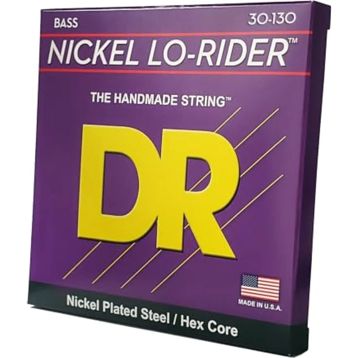 DR Strings Nickel Lo-Rider NMH6-130, E-Bass Saiten 30-130 für 6-Saiter, Hex Core & Nickel-Plated Steel, handgefertigt in den USA, für Fretless-Bass und vielseitige Genres
