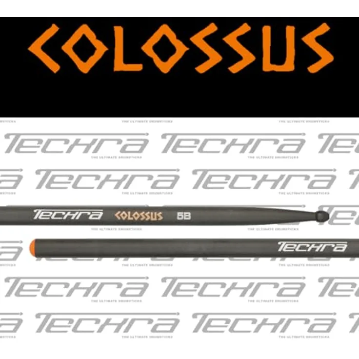 Techra Colossus 5B Carbon Sticks, extrem haltbare Drumsticks, 9-10 mal langlebiger als Holz, 20% leichter, Länge 409mm, Durchmesser 14,8mm, Gewicht 56g