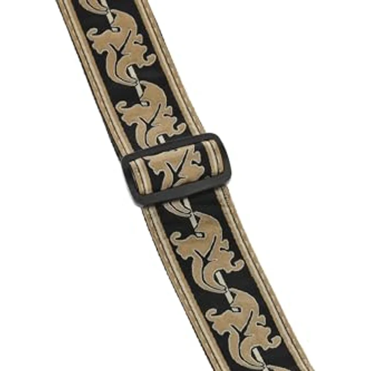 Ovation Leaf Retro Gold, Gitarrengurt aus Nylon mit Lederenden, verstellbar von 84 cm bis 144 cm, Blattmotiv in Gold – Bild 4