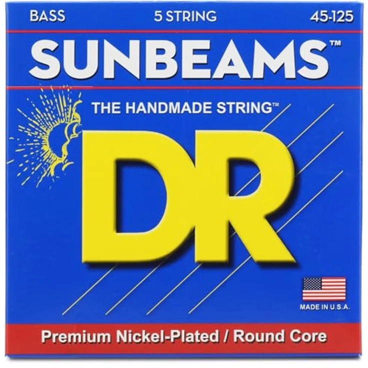 DR Strings Sunbeam NMR5-45 E-Bass Saiten, Medium 45-125 für 5-Saiter, vernickelt mit hellem und warmem Klang – Bild 1