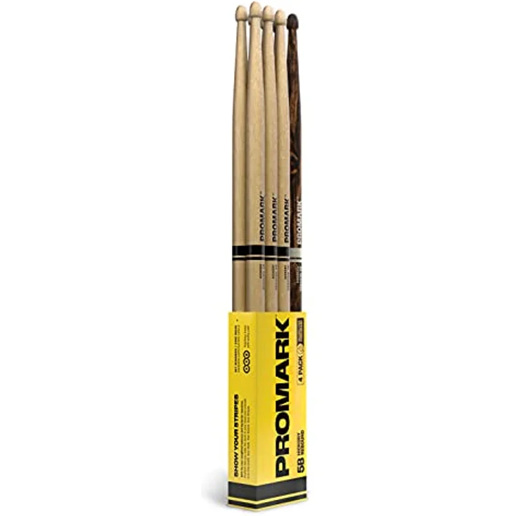 Pro Mark 5B Rebound Hickory Drumsticks, 3x RBH595AW und 1x R5BFG FireGrain, Acorn Tip, 40,64 cm Länge, 1,51 cm Durchmesser – Bild 1