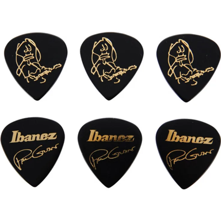 Ibanez Paul Gilbert Pick Set BK - 6 Stück, schwarze Plektren mit 1,00mm Stärke