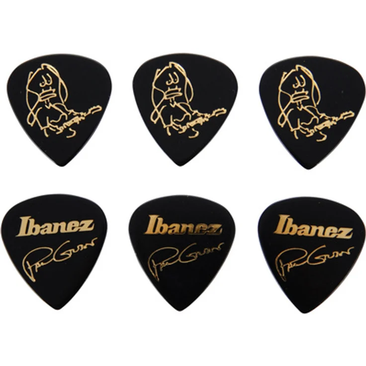 Ibanez Paul Gilbert Pick Set BK - 6 Stück, schwarze Plektren mit 1,00mm Stärke