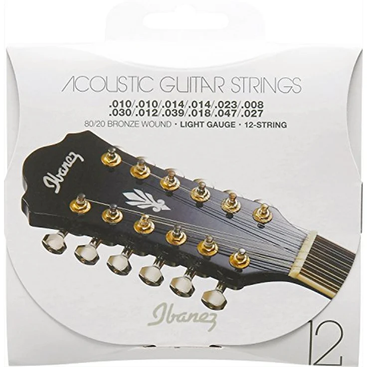 Ibanez IACS12C, Bronze Wound 80/20 12 String Acoustic Guitar Strings - Light Gauge, idealer Klang und Spielbarkeit – Bild 1