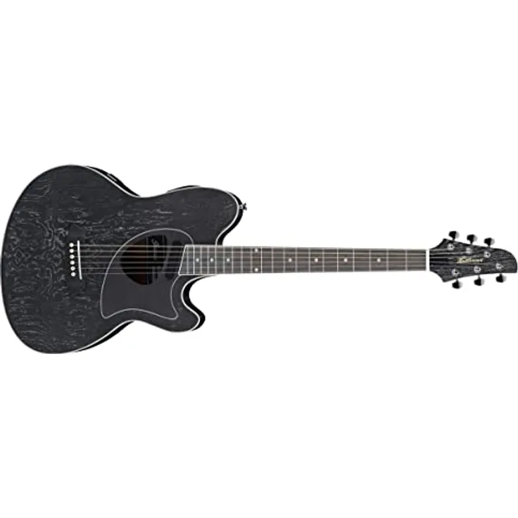 Ibanez TCM50-GBO Westerngitarre, Talman Doppelcutaway, figuriertes Esche-Deckenaus Sapele, galaxy black Open Pore, AP2 Pickup mit AEQ2TM Preamp