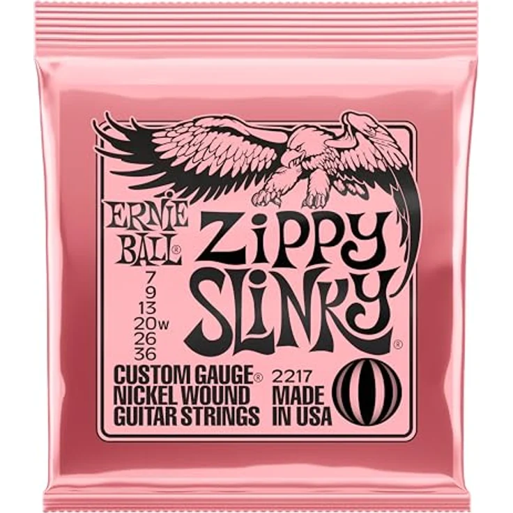 Ernie Ball 2217 Zippy Slinky, 6-Saiter E-Gitarrensaiten Set, Nickel Wound, Stärken: 007-009-013-020w-026-036 – Bild 1