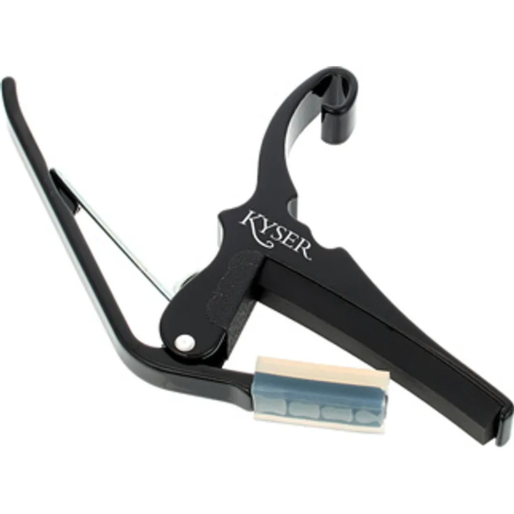 Kyser Quick Change Capo Acoustic, Kapodaster für Akustikgitarre, einhändig bedienbar, Aluminium, schwarz