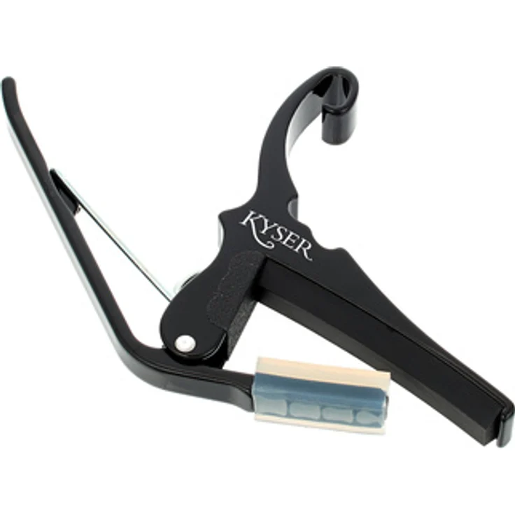 Kyser Quick Change Capo Acoustic, Kapodaster für Akustikgitarre, einhändig bedienbar, Aluminium, schwarz