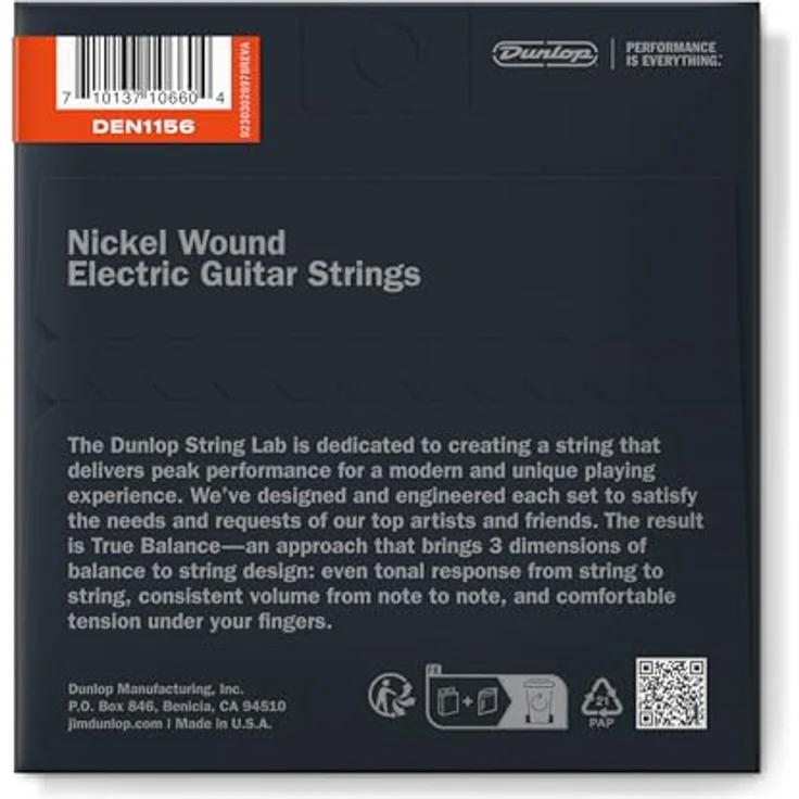 Dunlop DEN1156 Gitarrensaiten für elektrische Gitarre, vernickelter Stahl 11-56, innovative Hybrid-Wickeltechniken, VCI-Fresh-Technologie Beutel – Bild 2