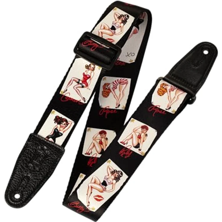 Levys Poly Print Strap 2" Pin Up, Gitarrengurt aus Polyester mit Leder-Endstück, mehrfarbig, verstellbar bis 165 cm – Bild 1