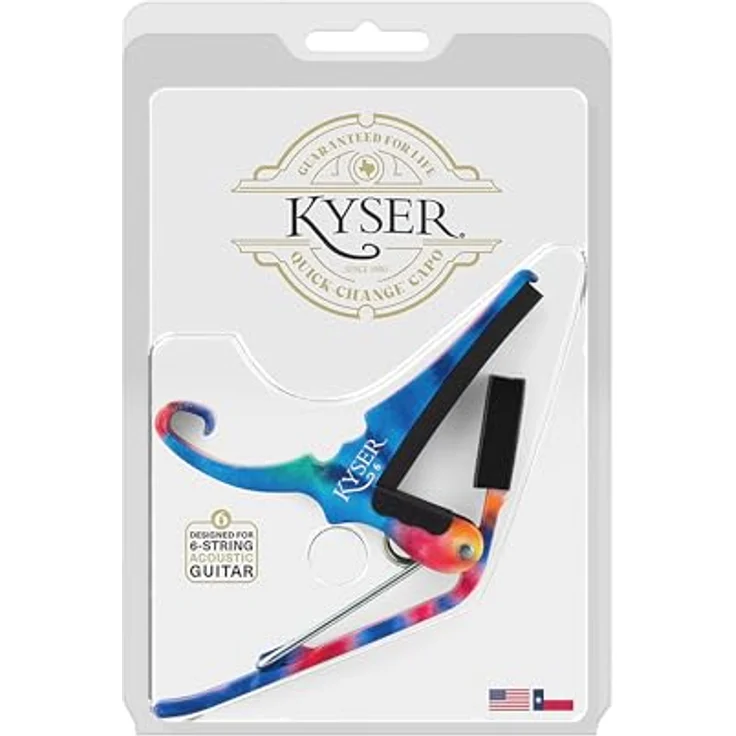 Kyser Quick-Change Capo Tie Dye, Kapodaster für Akustikgitarre, leichte Aluminiumausführung, einfach zu bedienen, Made in USA – Bild 5