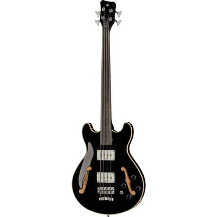 Warwick RockBass Star Bass 4 FL BK, Fretless E-Bass mit 32" Medium Scale, Ahorn Decke, Tigerstripe Ebony Griffbrett, passive MEC Vintage Tonabnehmer, Solid Black High Polish Finish