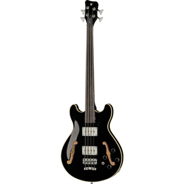 Warwick RockBass Star Bass 4 FL BK, Fretless E-Bass mit 32" Medium Scale, Ahorn Decke, Tigerstripe Ebony Griffbrett, passive MEC Vintage Tonabnehmer, Solid Black High Polish Finish