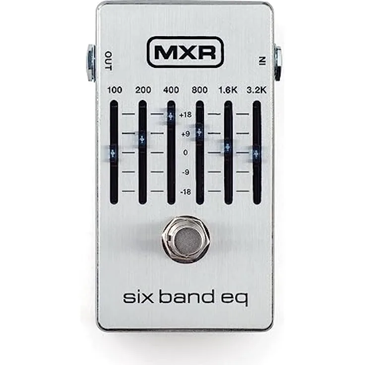 MXR 6 Band Equalizer Silver, grafischer Equalizer mit +/-18 dB Boost/Cut, beleuchteten Schiebereglern, True Bypass