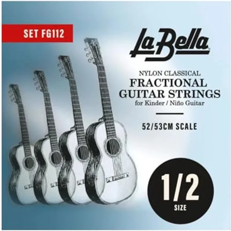 La Bella FG112 1/2 Guitar Nylon, 6-Saiter Satz für Konzertgitarre, Medium Tension, Clear Nylon Diskantsaiten, Silver Plated Round Wound Bass, inkl. zusätzliche G3 Saite, made in USA – Bild 2