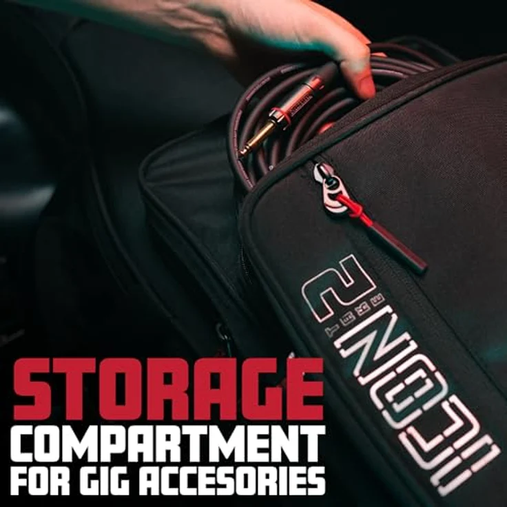 Gator Icon 2 E-Gitarren Gigbag, schwarz, für 2 Gitarren mit versteckten Rucksackgurten und abnehmbarer Nackenstütze – Bild 4