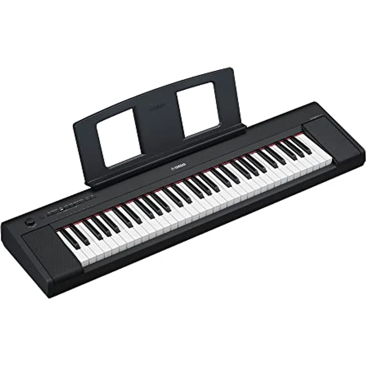 Yamaha NP-15 Piaggero Black, Digital Piano mit 61 anschlagsdynamischen Tasten, neuer Stereo Grand Piano Sound, 15 Sounds, 64 stimmige Polyphonie, Batteriebetrieb möglich