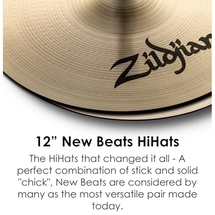 Zildjian A Zildjian Series, 12 Zoll New Beat Hi-Hat Cymbals, vielseitige Becken mit klassischem, hellem Sound, Paar – Bild 3