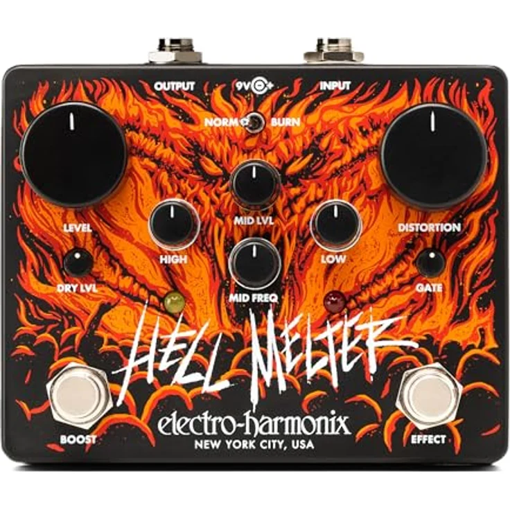 Electro Harmonix Hell Melter Distortion, Overdrive-Pedal für E-Gitarre mit umfassenden Regelmöglichkeiten und Boost-Funktion, made in USA – Bild 1