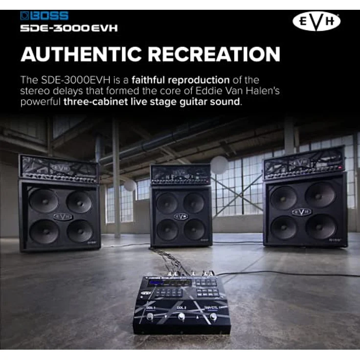 BOSS SDE-3000EVH Special Edition Eddie Van Halen Dual Digital Delay Pedal, 8 authentische EVH-Presets, Schwarz/Weiß – Bild 3