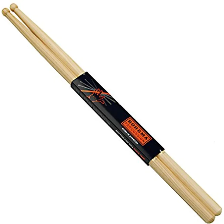 Rohema Step 707 Hickory Round Tip, Drumsticks aus lackiertem Hickory, 410mm Länge, 13,8mm Durchmesser, Made in Germany
