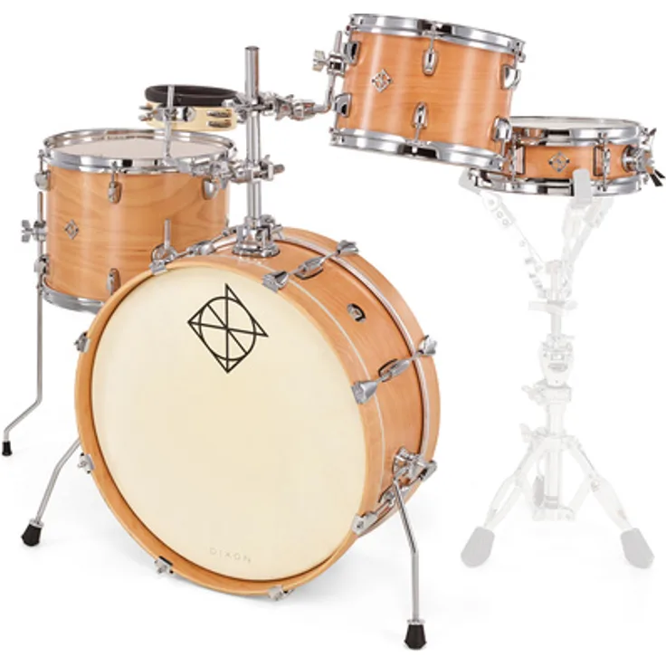 Dixon Little Roomer 5pc Set SNL, Schlagzeugset mit 9-lagigen Mahagoni Kesseln in Satin Natural Laquer, inkl. Drummer Pouch