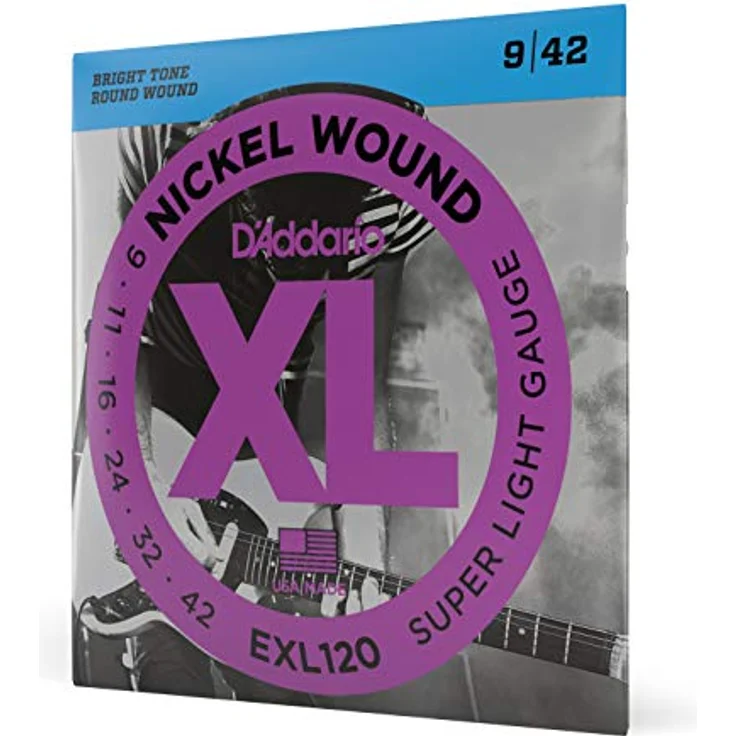 D'Addario XL Nickel EXL120 E-Gitarrensaiten, Super Light 09-42, vernickelter Stahldraht für hellen, vielseitigen Klang – Bild 1
