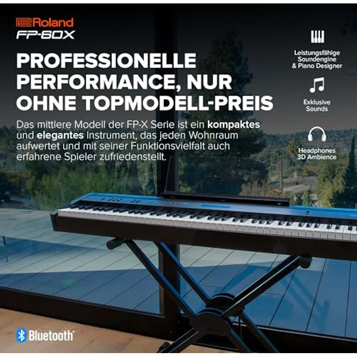 Roland FP-60X BK, Digital Piano mit 88 Tasten PHA-4, 16 SuperNATURAL Klängen, Bluetooth, schwarz – Bild 2