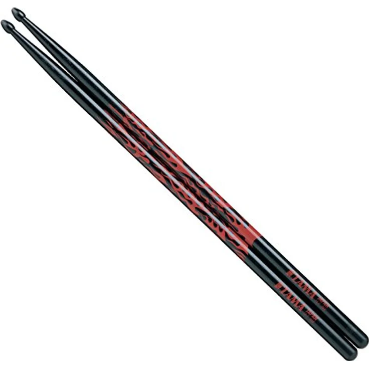 Tama Rhythmic Fire Sticks O7A-F-BR, Drumsticks mit Holztip, schwarz mit rotem Muster – Bild 1