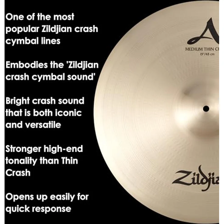 Zildjian 19" A-Series Medium Thin Crash, Schlagzeugbecken mit hellem Klang und starkem Sustain, Regular Ausführung – Bild 5