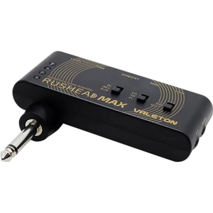 Valeton RushHead Max, Pocket-Kopfhörer Gitarrenverstärker mit integriertem 6,3 mm Klinkenstecker, Effekten wie Chorus und Reverb, wiederaufladbarem Lithium-Akku, schwarz – Bild 1