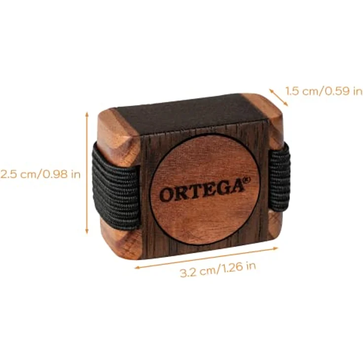 Ortega OFSW-S, Handgemachter Finger Shaker aus Cassia, Roter Zeder und Tigerholz, Natur, ergonomische Form, elastisches Fingerband, 32mm x 25mm x 15mm – Bild 4