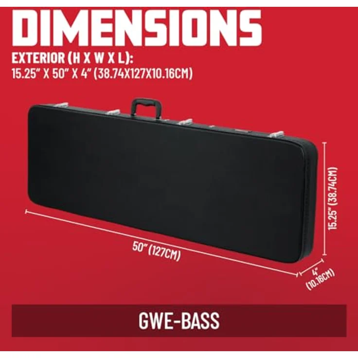 Gator Hardshell Case Bass, Gitarrenkoffer für E-Bass, Außenmaterial Kunstleder, Innenfutter schwarz, Maße: 1194mm x 356mm – Bild 5
