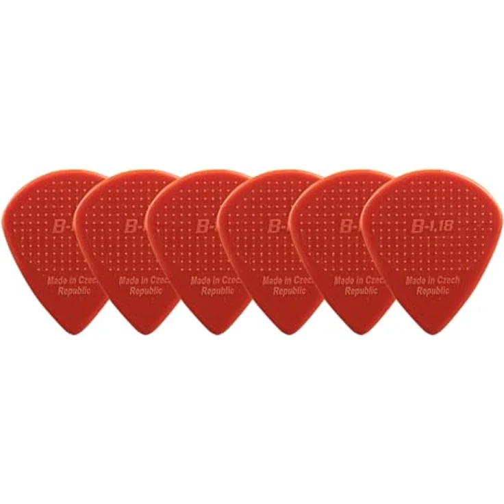 D-Grip Picks Jazz B Nylon Red, Plektrum mit 1,18 mm Stärke und 3D-Grip-Textur, 6er Pack – Bild 1