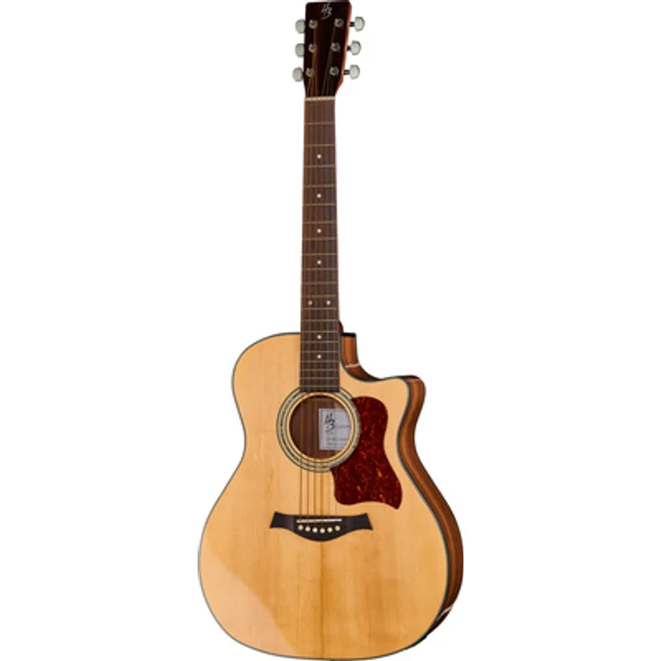 Harley Benton Custom Line CLG-48CE Wide NT, Westerngitarre Grand Auditorium Cutaway mit massiver Fichtendecke und Walnuss Korpus, Natur Hochglanz