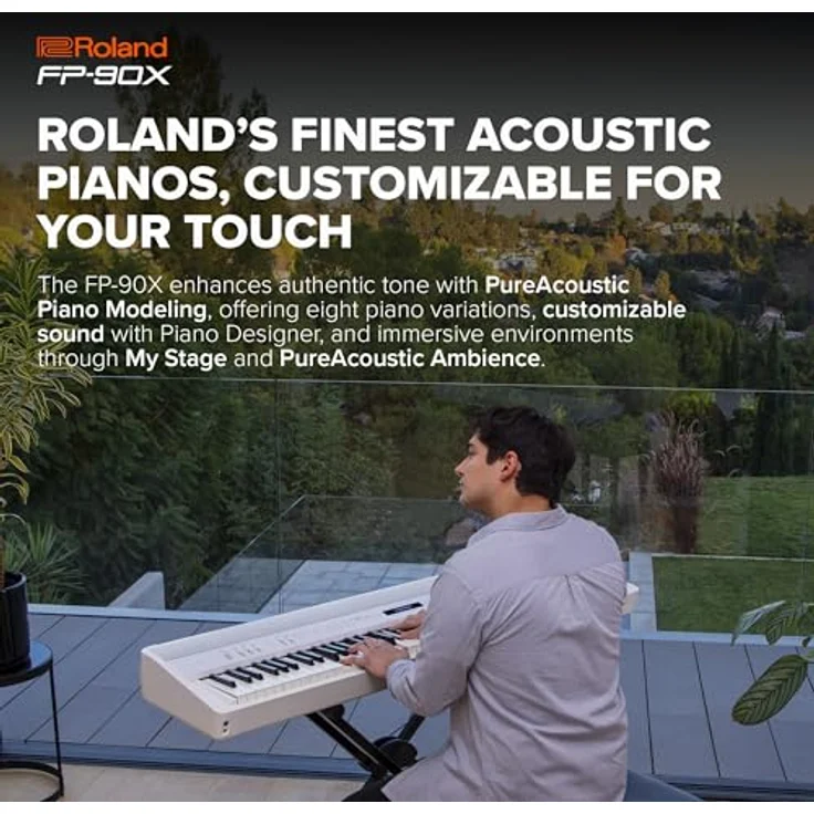 Roland FP-90X Digital Piano, tragbares Flaggschiff mit PureAcoustic Piano-Modelling und PHA-50 Hybrid-Tastatur, Schwarz – Bild 3