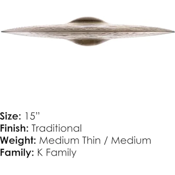 Zildjian 15" K Custom Special Dry Hats, Schlagzeugbecken mit natürlichem Finish, dunklem und trockenem Sound, kurz nachhallend – Bild 2