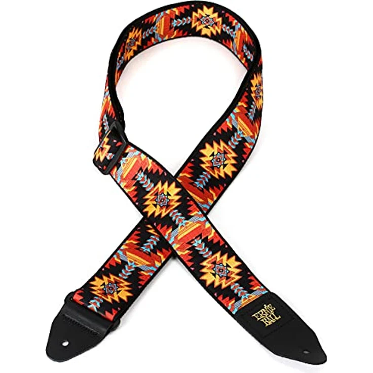 Ernie Ball Jacquard Strap Albuquerque Sunset, Gitarrengurt aus Polypropylen mit Lederenden, verstellbar von 104 cm bis 183 cm, Breite 51 mm – Bild 2