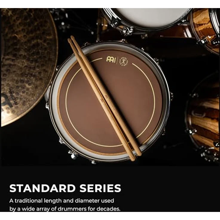Meinl 5A Standard Hickory, Drumsticks aus American Hickory mit eichelförmigem Holzkopf, medium Gewicht, Länge 406 mm, Durchmesser 14,4 mm – Bild 2