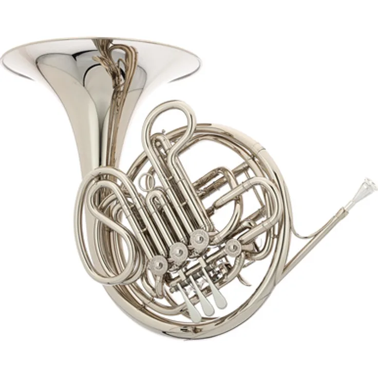 Hans Hoyer 6801NS-L Double Horn, F/Bb Doppelhorn mit Neusilber Ventilbüchsen, 310 mm Schallstück, klar lackiert, inkl. Mundstück und Koffer