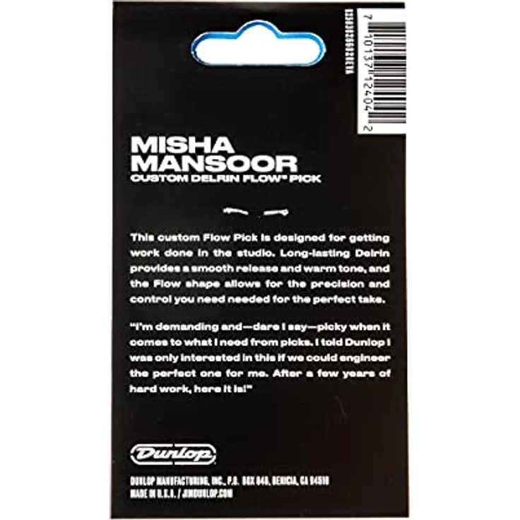 Dunlop Misha Mansoor's Custom Pick 6, Delrin Flow Studioplektren mit 0,73 mm Stärke, blau, hohe Haltbarkeit und präzise Kontrolle – Bild 5