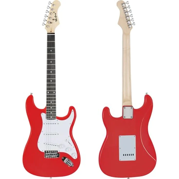 McGrey Rockit ST Komplettset E-Gitarre, 8-teiliges Anfängerset mit 10 Watt Verstärker, Gitarrentasche und Zubehör, Fiesta Red – Bild 2