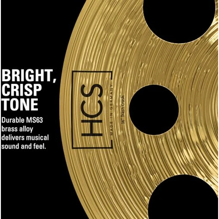 Meinl Cymbals HCS Trash Crash 16 Zoll, Schlagzeug Becken mit Löchern aus Messing, traditionelles Finish (HCS16TRC) – Bild 3