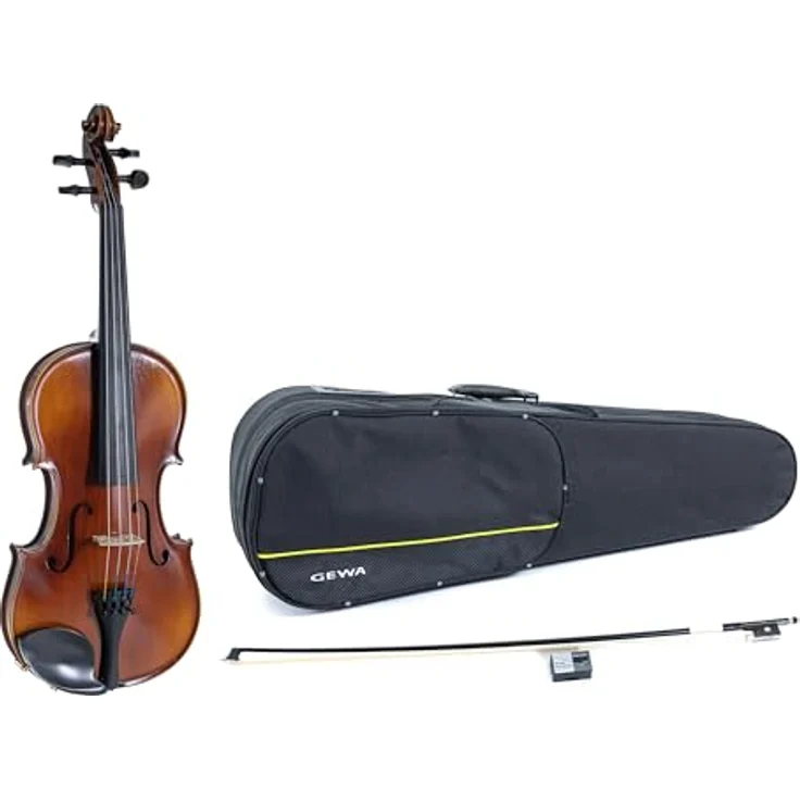 Gewa Allegro Violin Set 4/4 SC CB, vollmassive Violine aus europäischen Tonhölzern, braun-bernsteinfarbener Naturharzlack, Carbonbogen, inklusive Violinetui mit Rucksackriemen – Bild 1